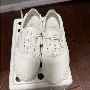 Saint Laurent Venice canvas sneakers in off white et noir